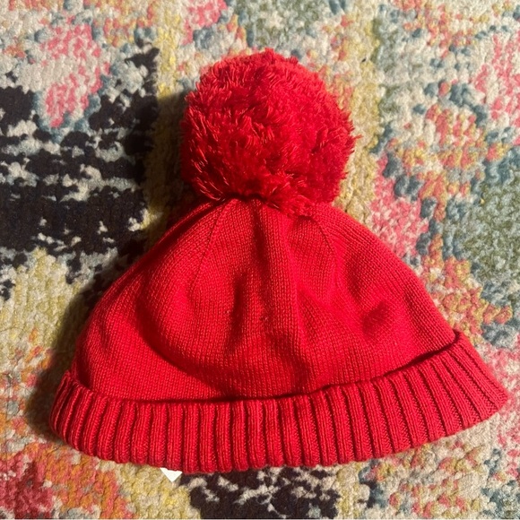 Janie And Jack Red Pom Beanie Hat Baby Size 6 to 12 Months - Picture 1 of 3